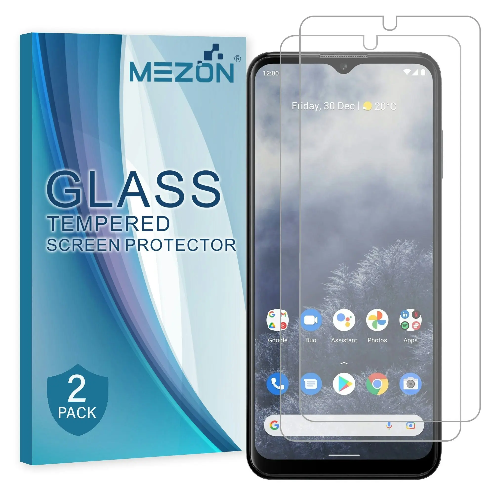 [2 Pack] MEZON Nokia G60 5G Tempered Glass Crystal Clear Premium 9H HD Case Friendly Screen Protector (Nokia G60 5G, 9H)