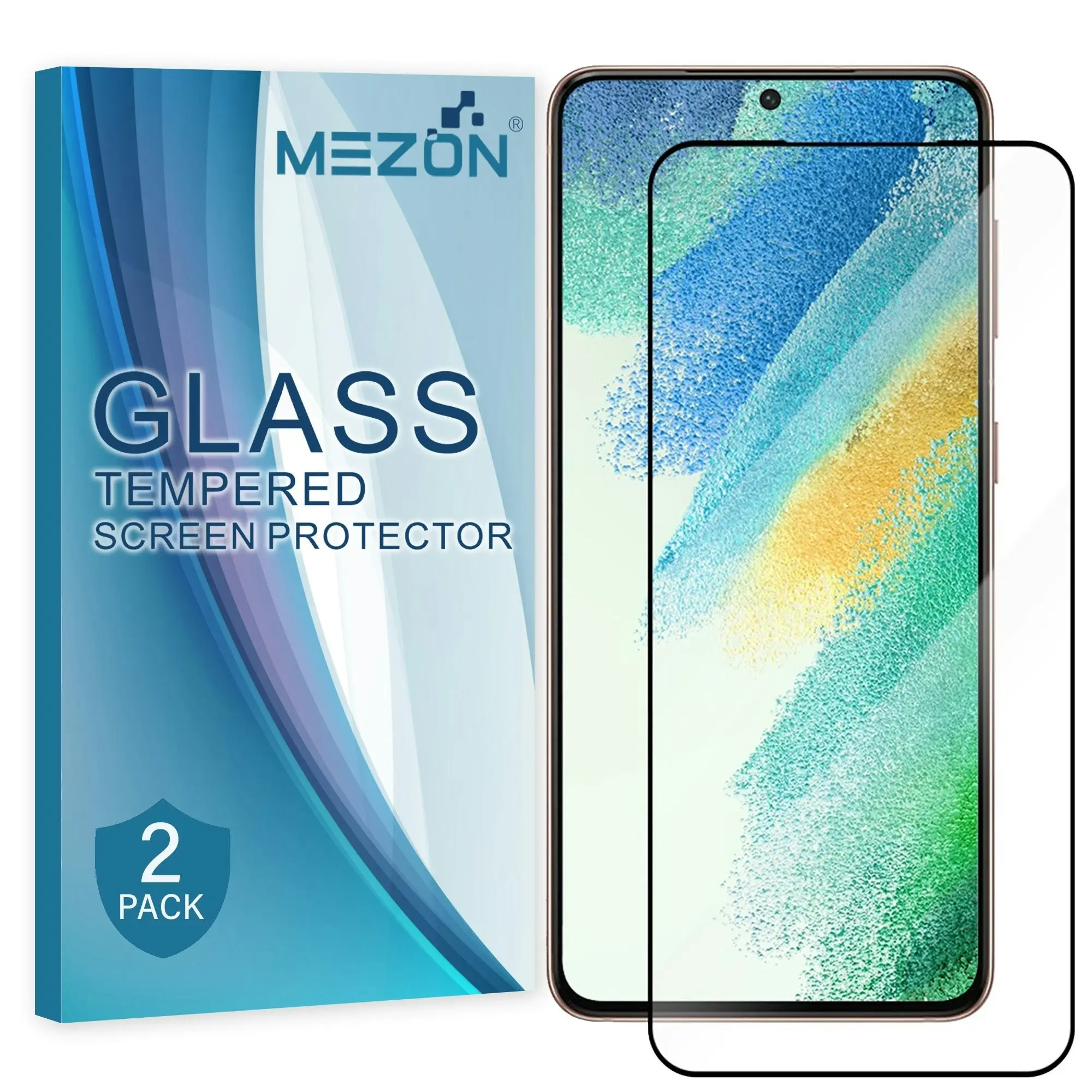 [2 Pack] MEZON Full Coverage Samsung Galaxy S22 5G Tempered Glass Crystal Clear Premium 9H HD Screen Protector (S22, 9H Full)