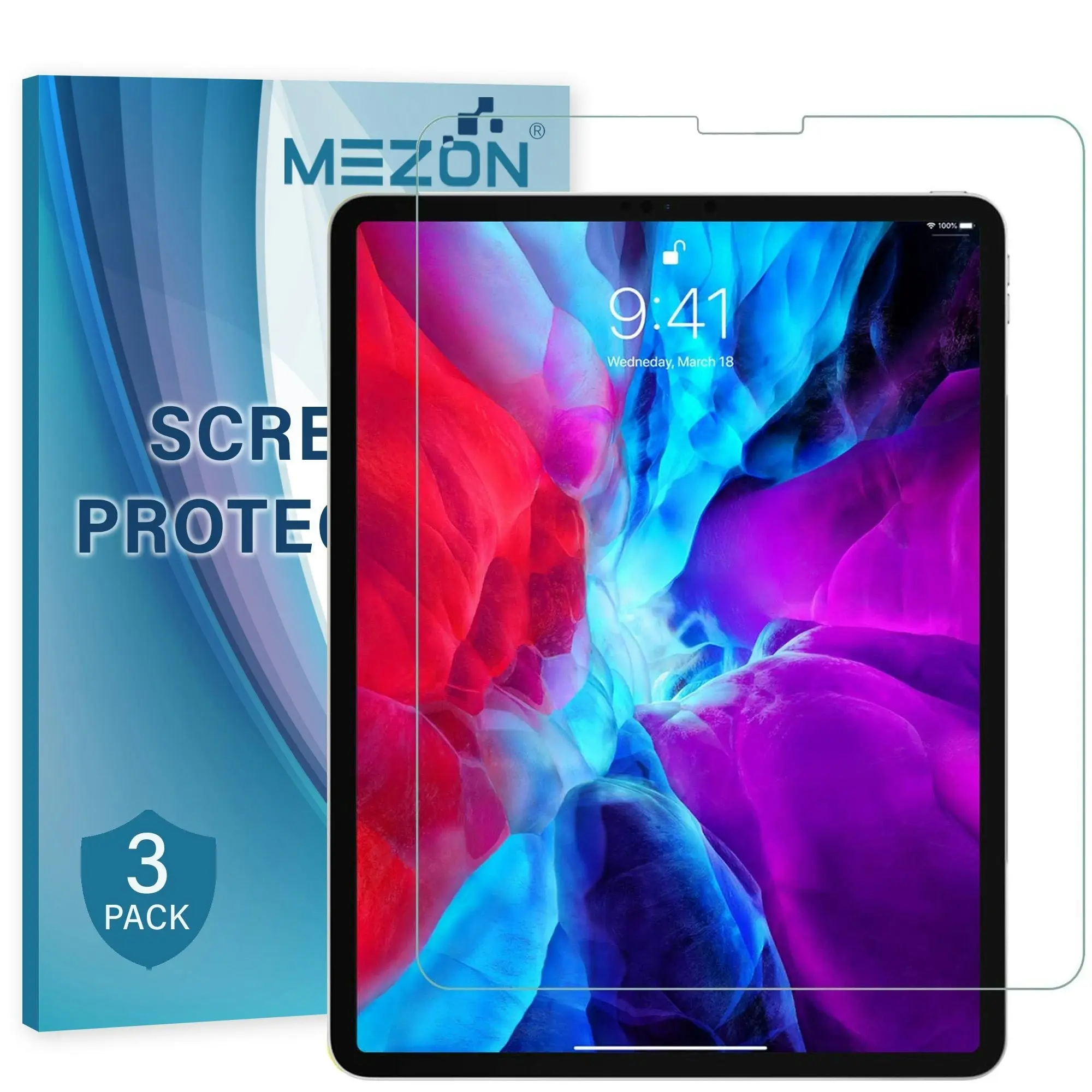 [3 Pack] MEZON Apple iPad Pro 12.9" M1 2021 Ultra Clear Film Case and Pencil Friendly Screen Protector