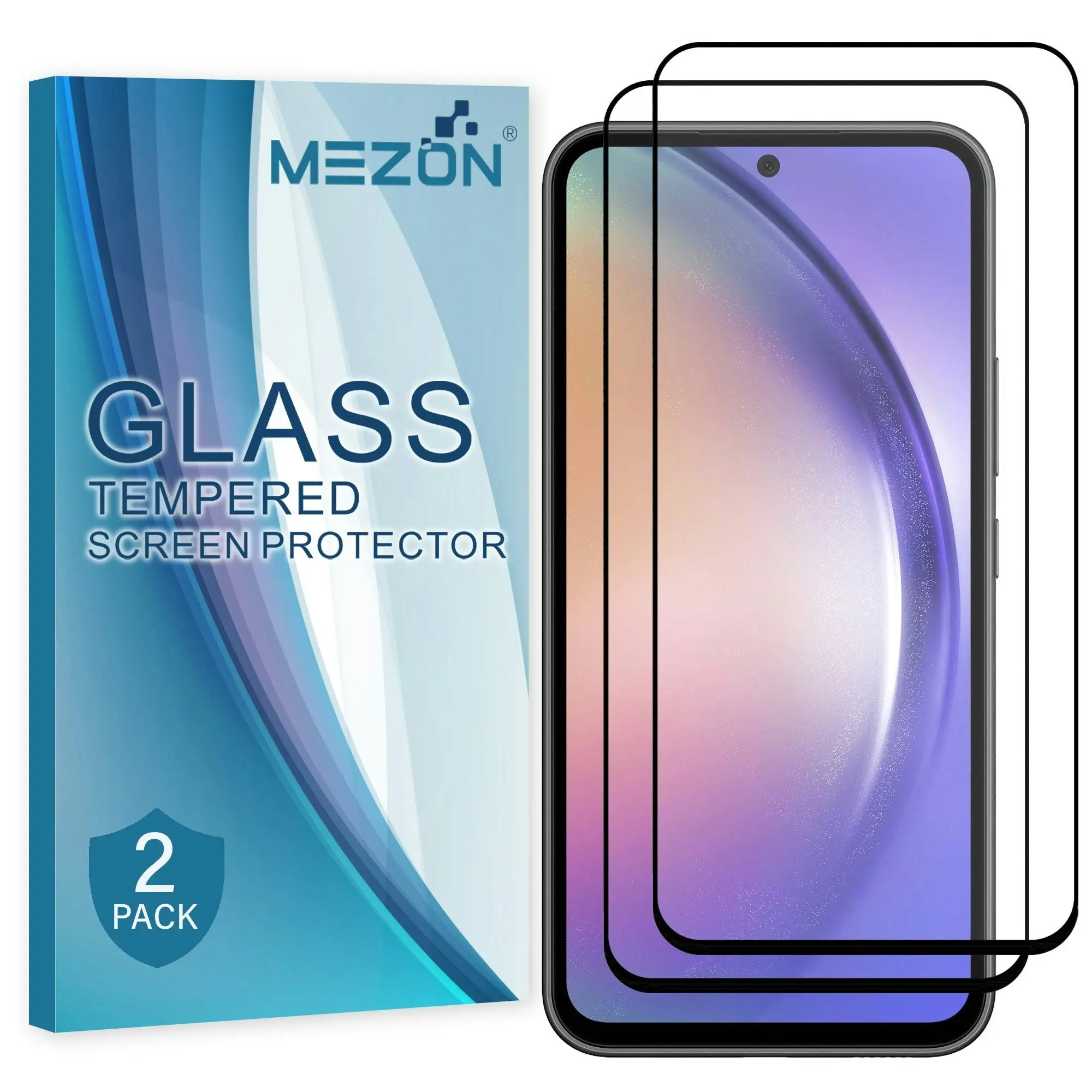 [2 Pack] MEZON Full Coverage Samsung Galaxy A54 5G Tempered Glass Crystal Clear Premium 9H HD Screen Protector