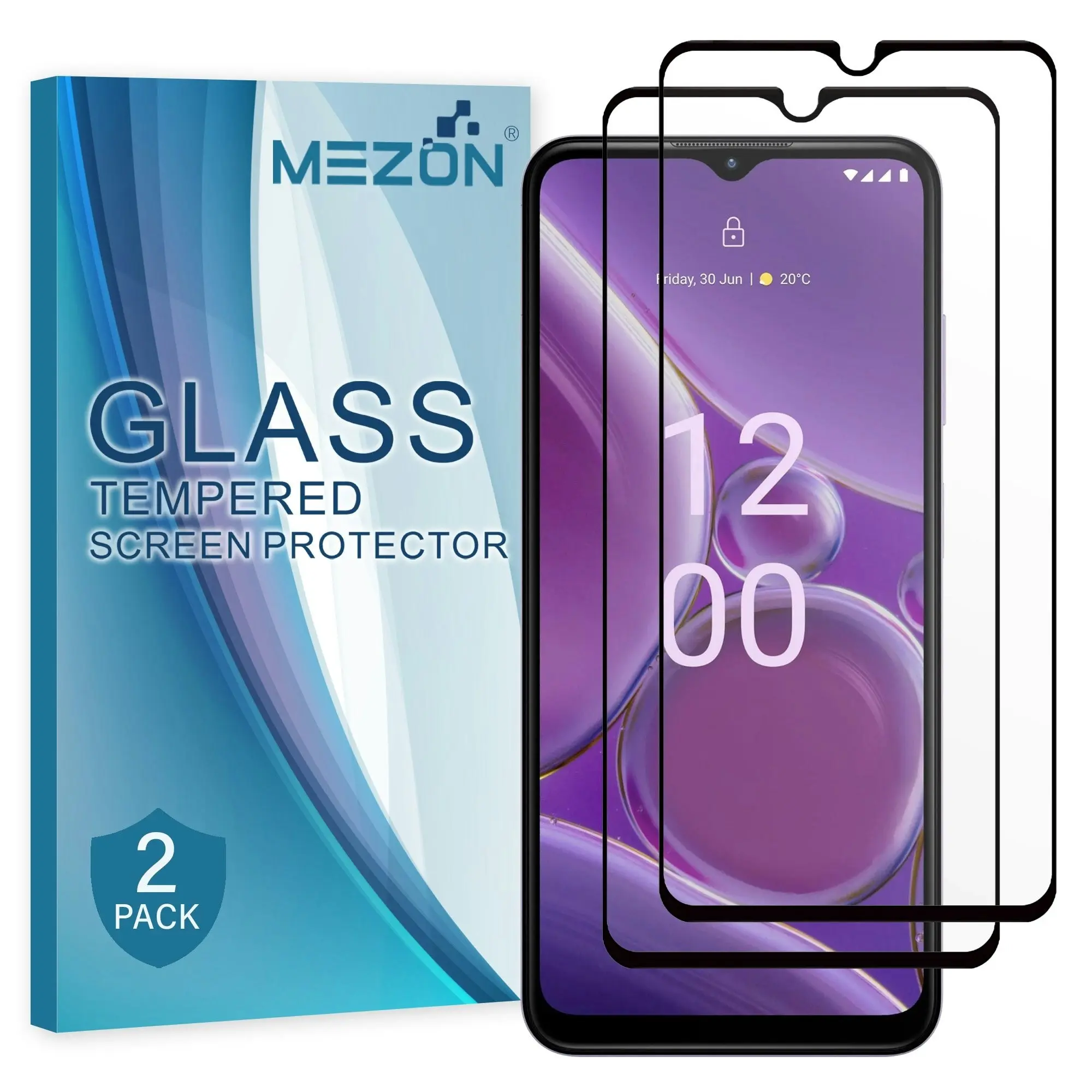 [2 Pack] MEZON Full Coverage Nokia G42 5G Tempered Glass Crystal Clear Premium 9H HD Screen Protector (Nokia G42 5G, 9H Full)