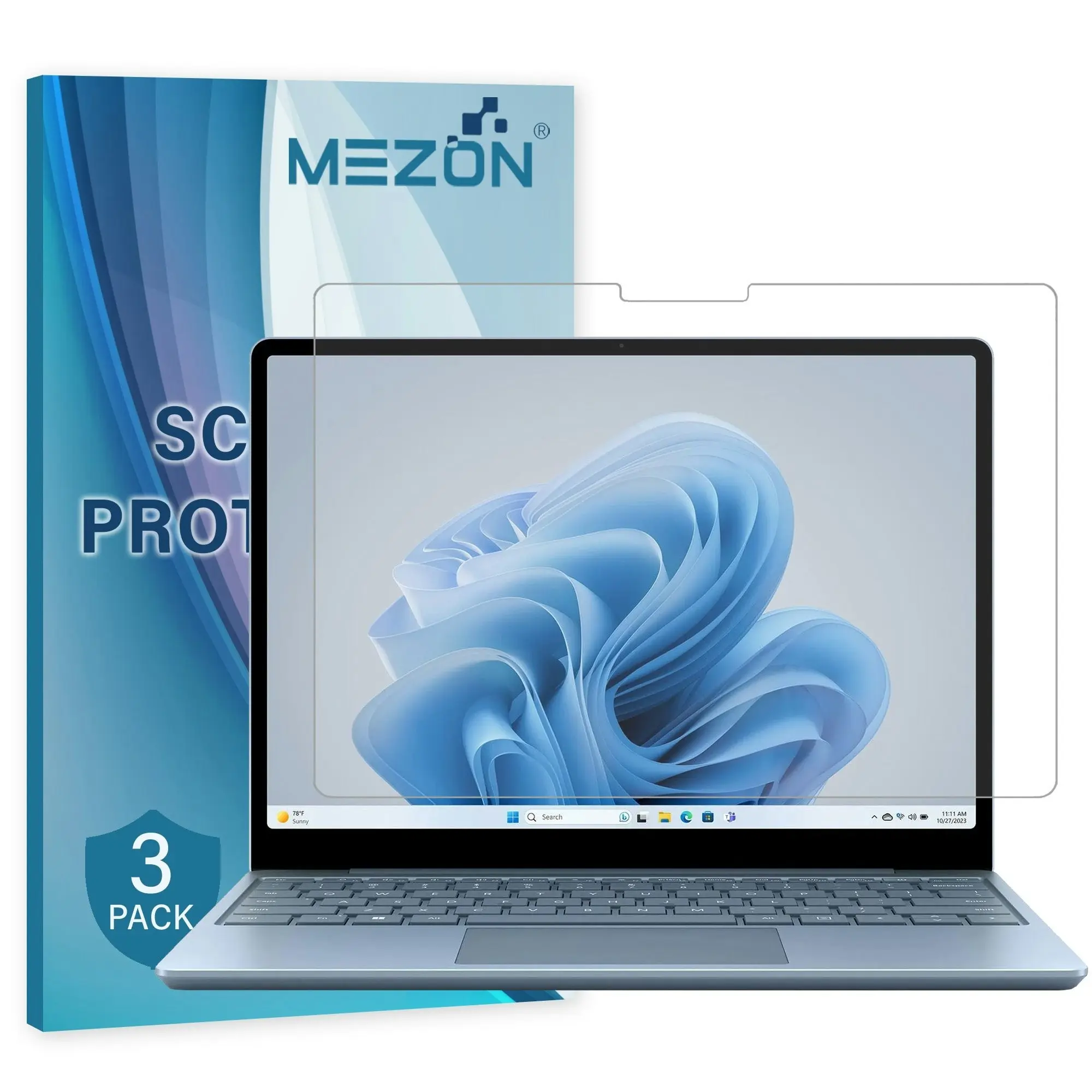 [3 Pack] MEZON Microsoft Surface Laptop Go 3 (12.4") Ultra Clear Film Screen Protector – Case and Surface Pen Friendly