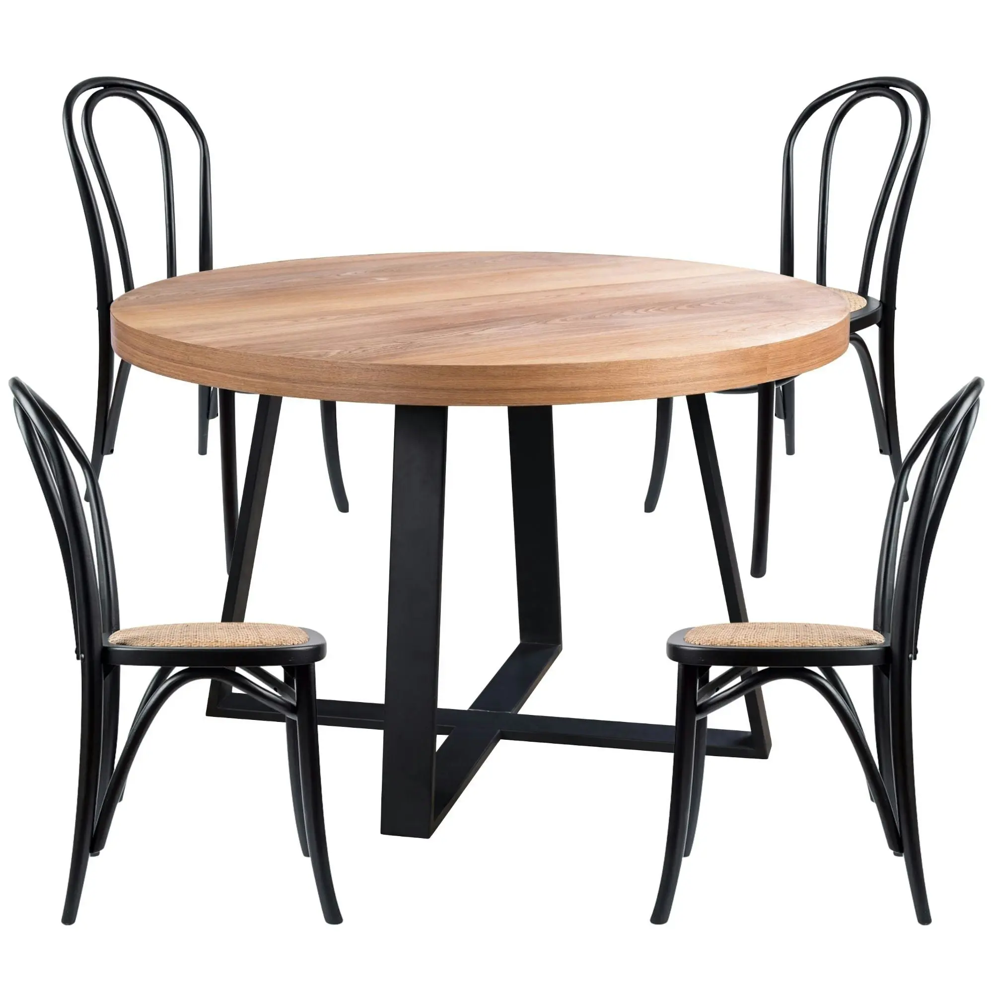 Petunia  5pc 120cm Round Dining Table Arched Chair Set