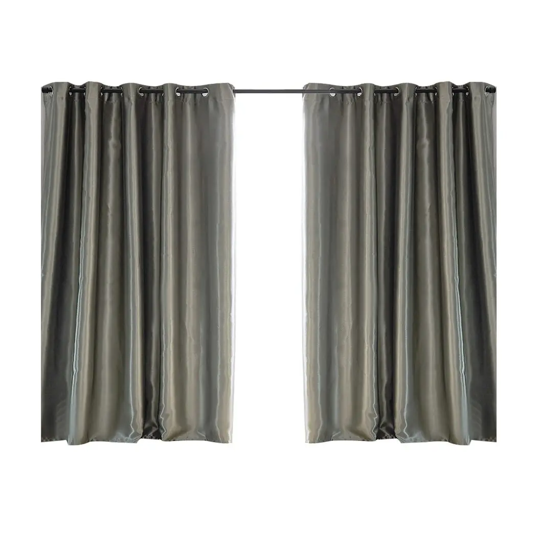 Traderight Group  2X Blockout Curtains 3 Layers Pure Fabric Thermal Insulated Grey 300CM x 230CM