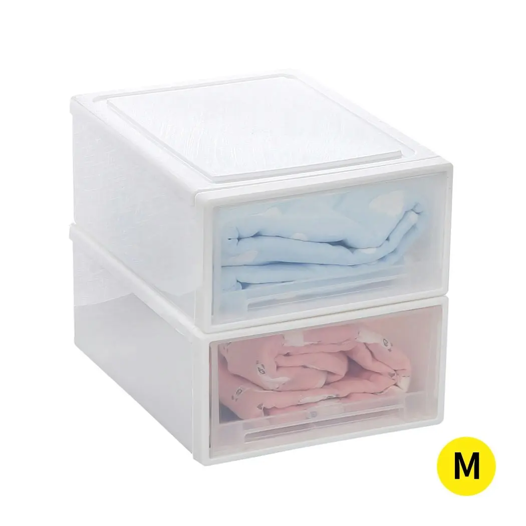 Traderight Group  Plastic Storage Box Stackable Containers 2PK Wardrobe Clothes Organisation 17L