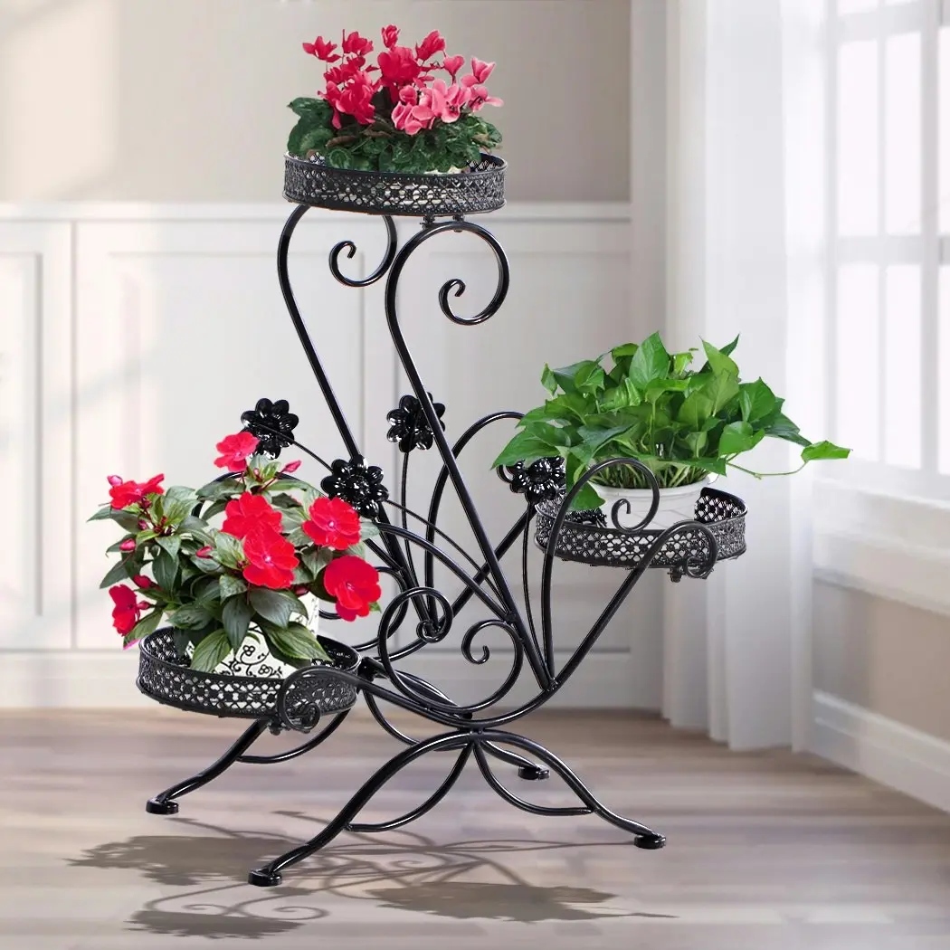 Levede Plant Stand Outdoor Indoor Metal Flower Pots Rack Corner Planter Shelf