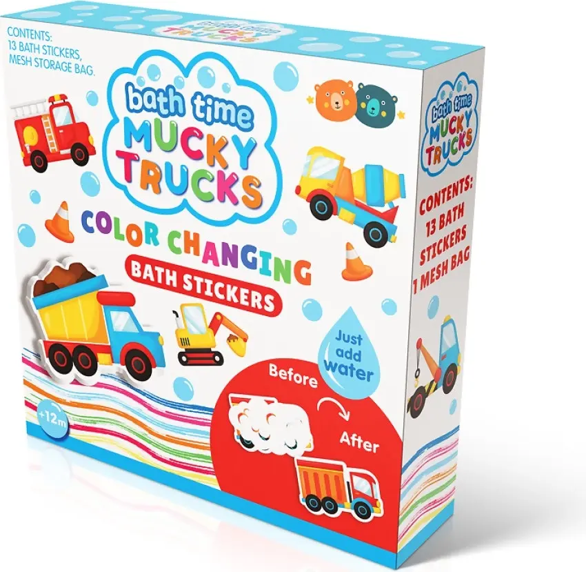 Buddy & Barney - Colour Changing Bath Stickers - Mucky Trucks