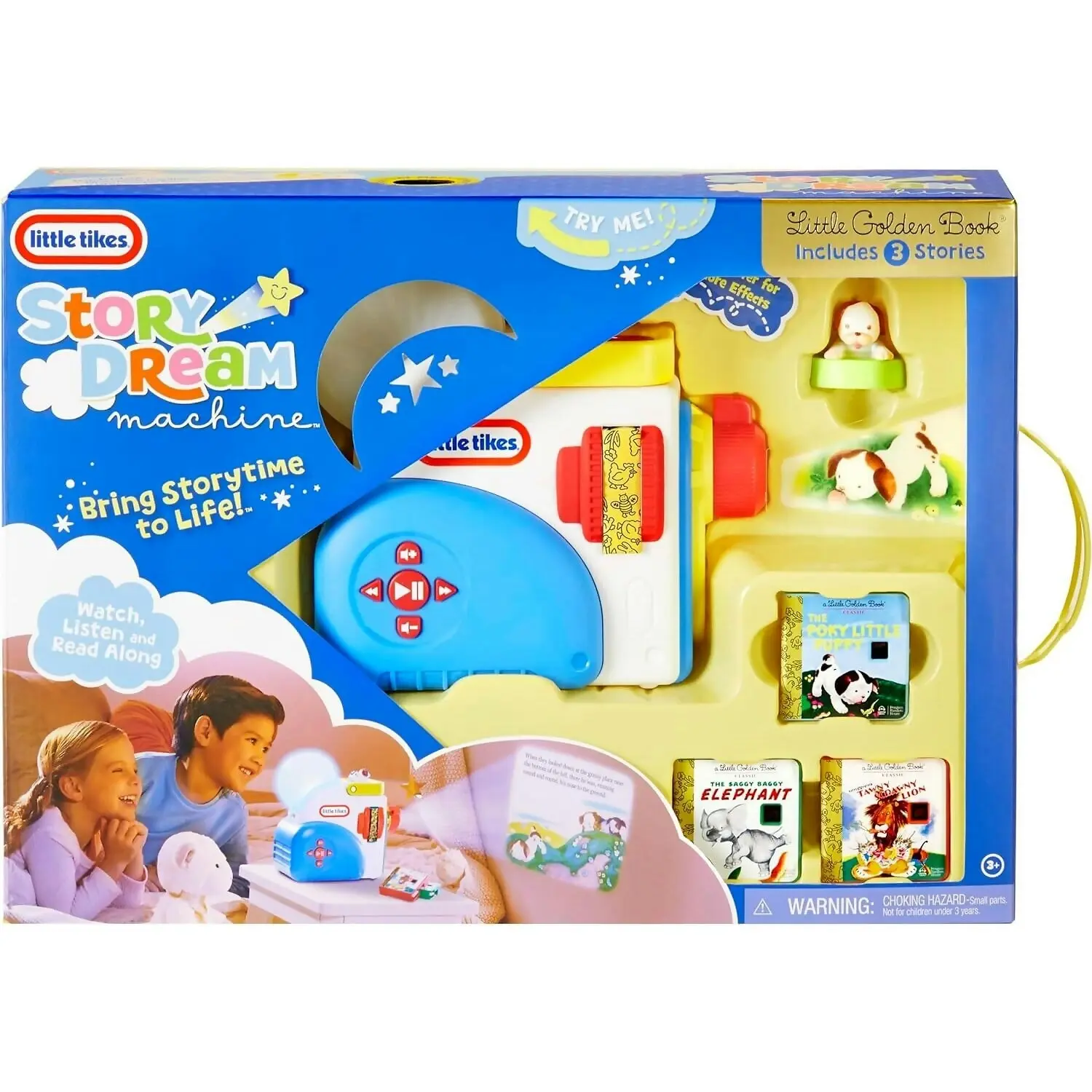 Little Tikes - Story Dream Machine With 3 Little Golden Book Stories - Light Sound And Audio Projector For Kids