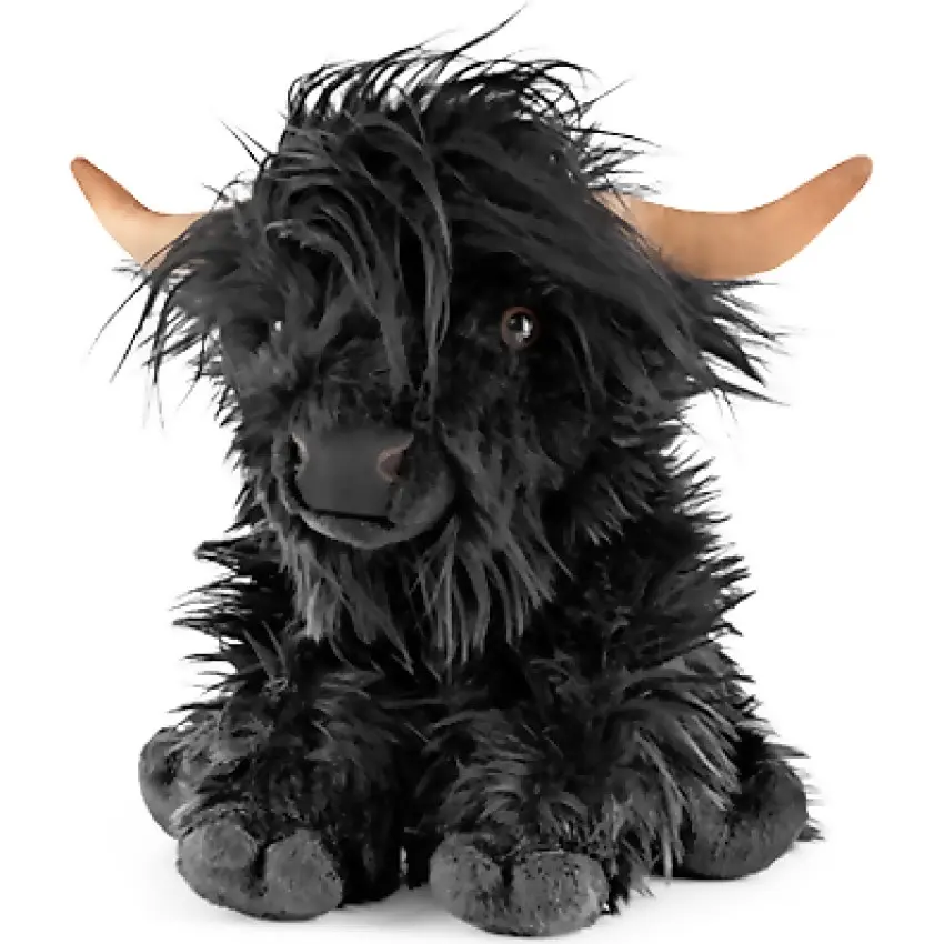 Living Nature - Black Highland Cow With Sound 22cm Plush