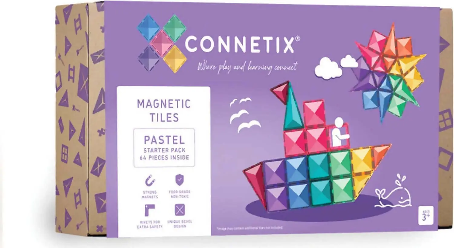 Connetix - Magnetic Tiles Pastel Starter Pack 64pc