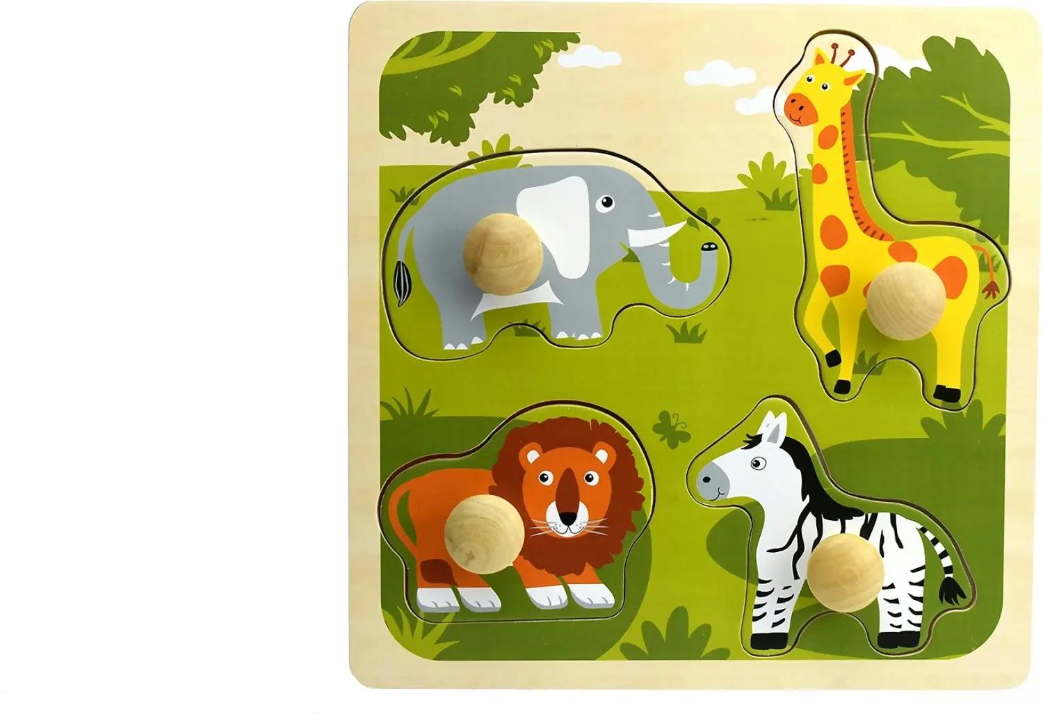 Kaper Kidz - Safari Animal Large Peg Wooden Puzzle