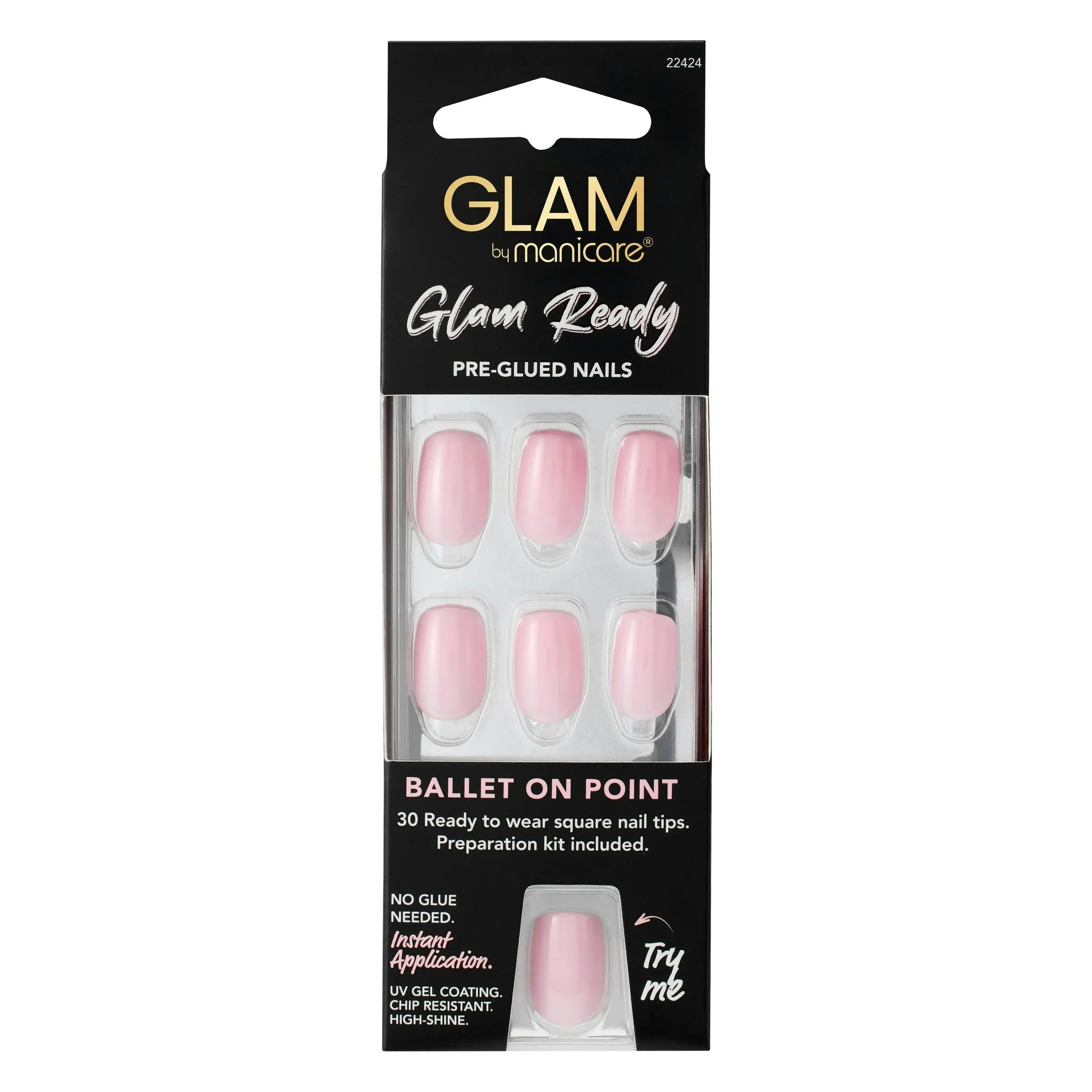 Manicare Glam Ready Pre-Glued Nails Ballet on Point 30pcs