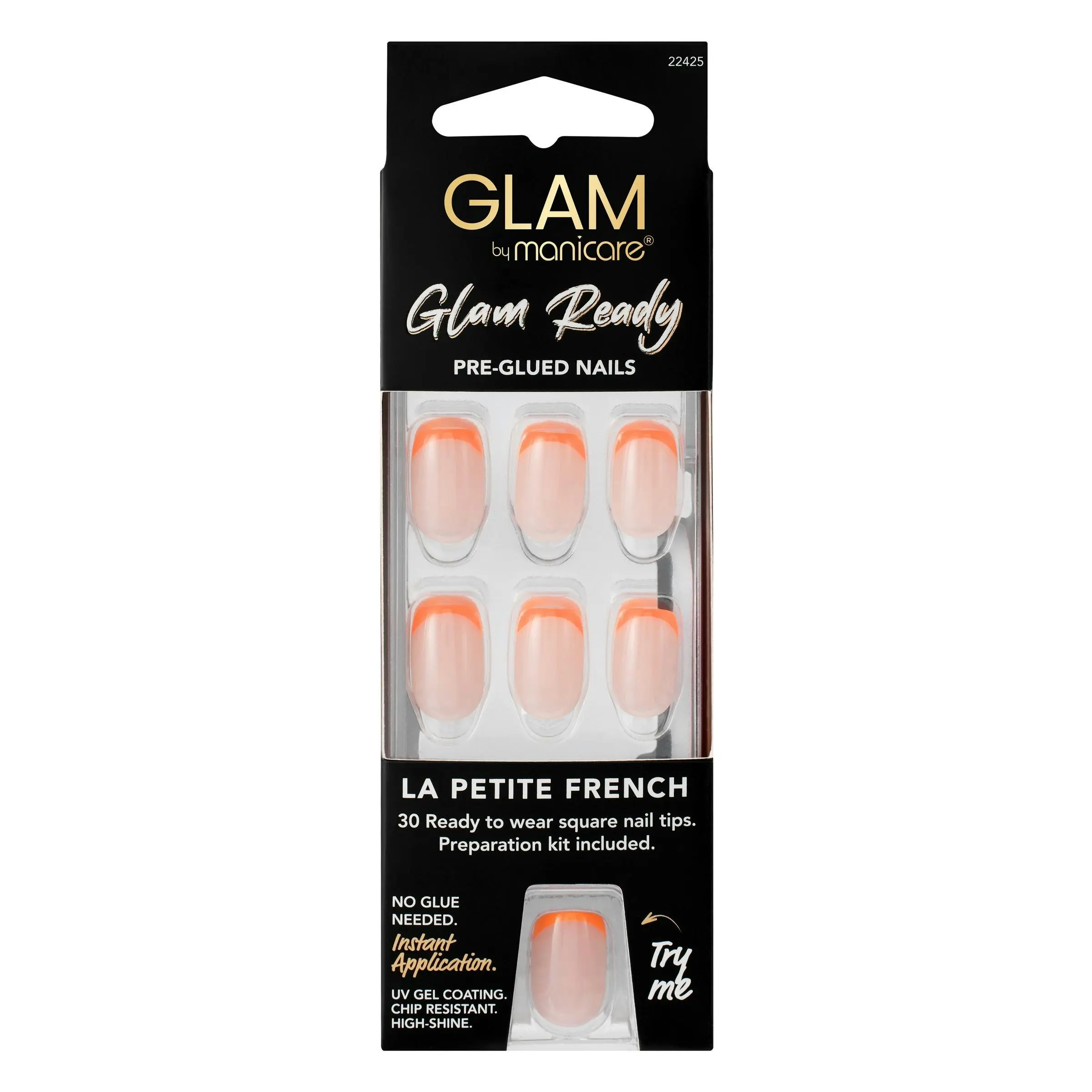 Manicare Glam Ready Pre-Glued Nails La Petite French 30pcs