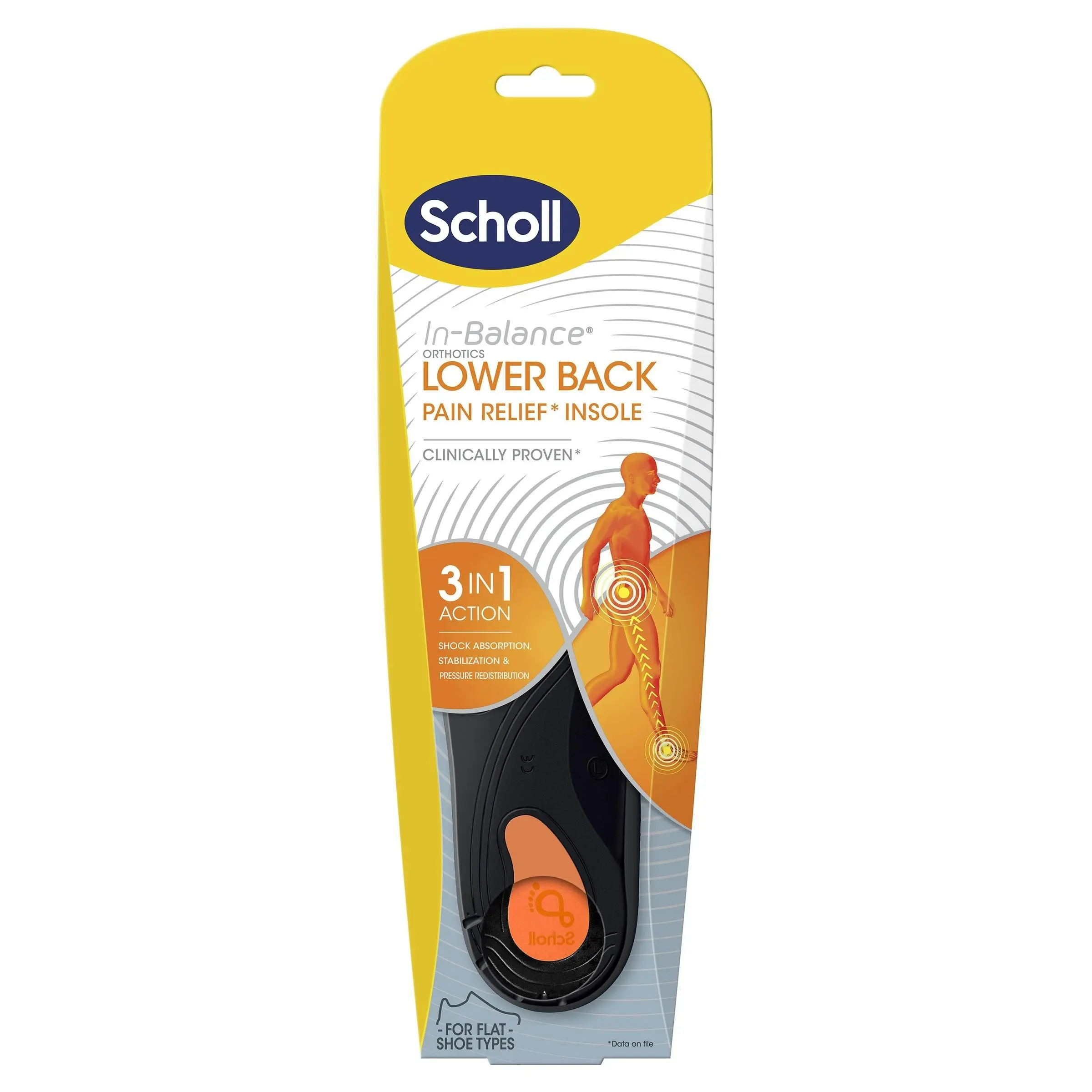 Scholl In-Balance Orthotic Lower Back Insole Large Size 9 - 11 1 Pair