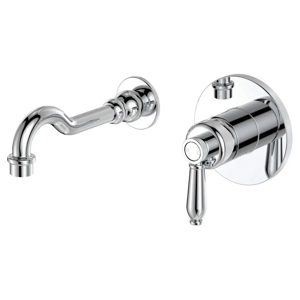 Fienza Eleanor Wall Basin/ Bath Mixer Set Chrome with Chrome Handle 202106CC