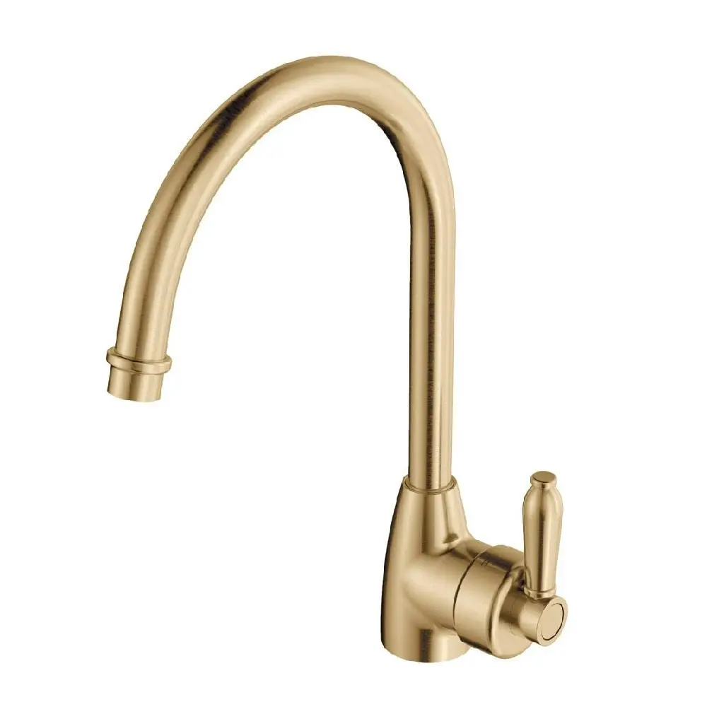 Fienza Eleanor Gooseneck Sink Mixer Urban Brass with Urban Brass Handle 202109UU