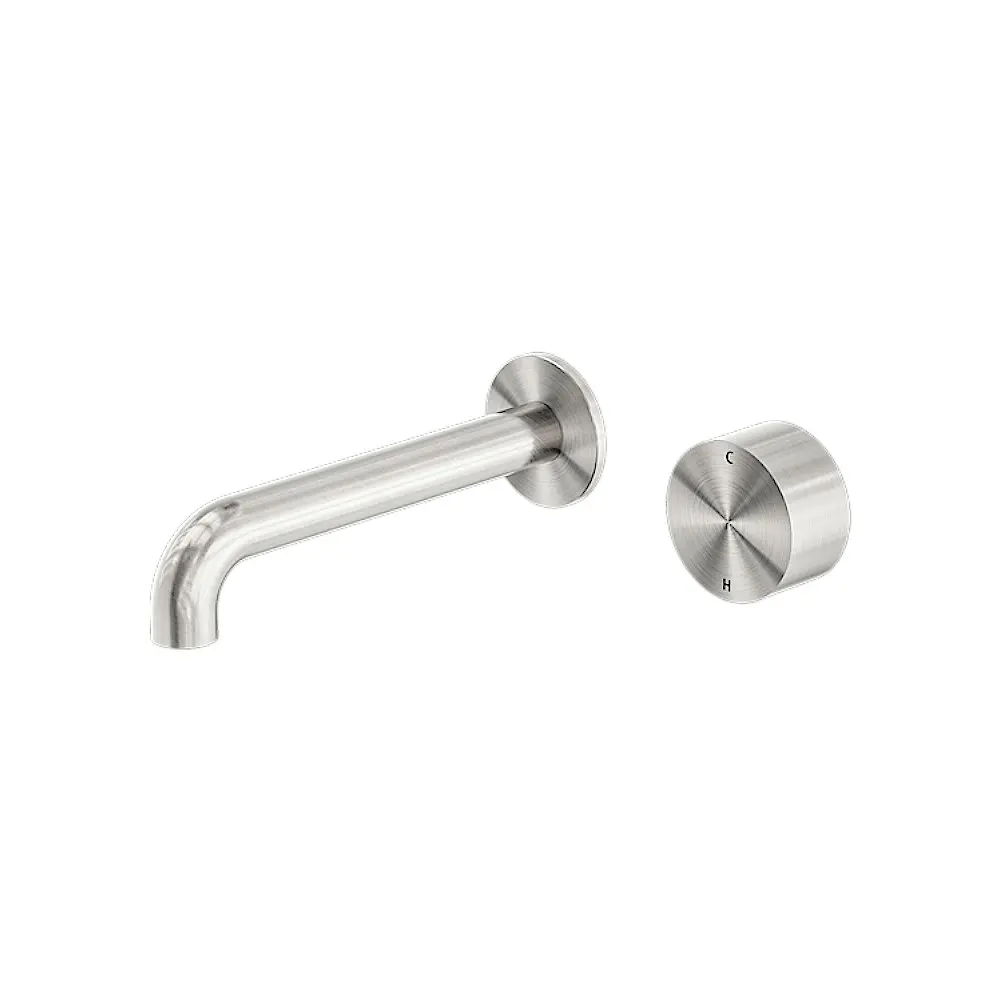 Nero Kara Progressive Wall Basin Set Mixer 160mm Spout Brushed Nickel NR271907a160BN