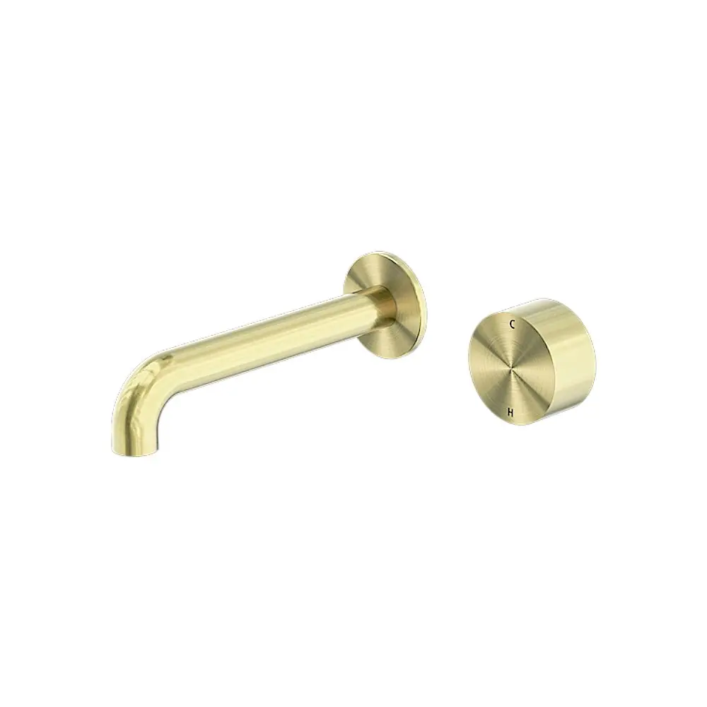 Nero Kara Progressive Wall Basin Set Mixer 160mm Spout Brushed Gold NR271907a160BG