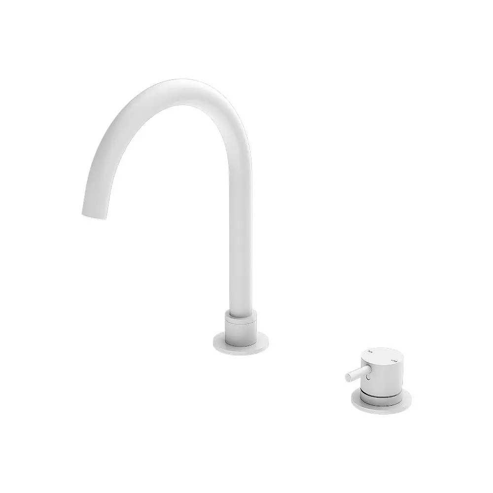 Nero Mecca Hob Basin Mixer Round Spout Matte White NR221901bMW