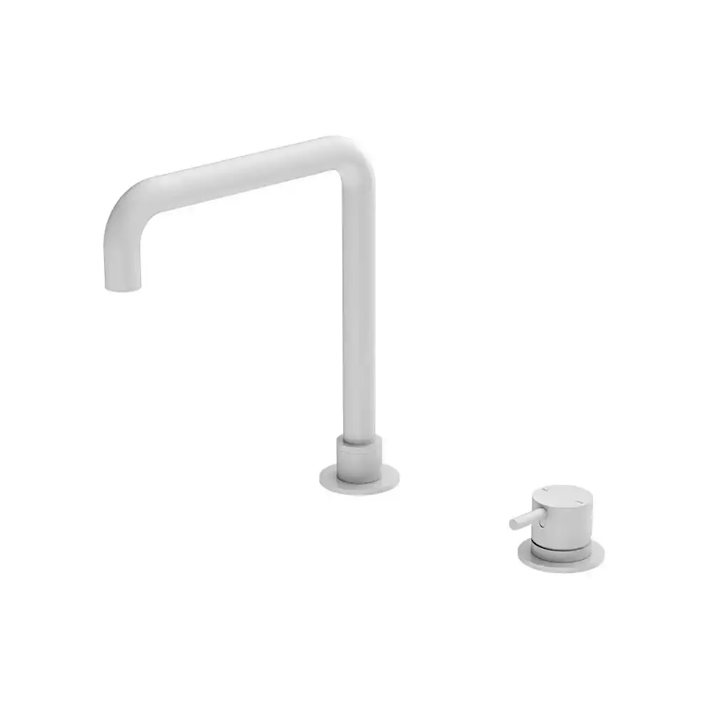 Nero Mecca Hob Basin Mixer Square Spout Matte White NR221901cMW