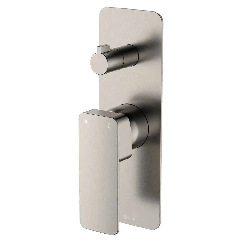 Fienza Tono Wall Diverter Mixer Large Square Plate Brushed Nickel 233102BN