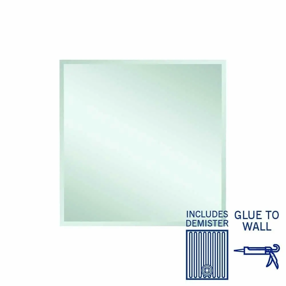 Thermogroup Montana Rectangle 25mm Bevel Edge Mirror - 900x900mm Glue-to-Wall and Demister MS9090GTD