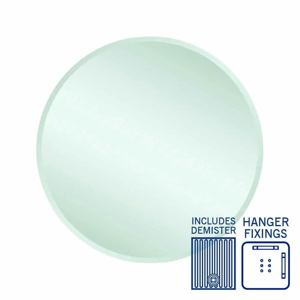 Thermogroup Kent 18mm Bevel Round Mirror - 700mm dia with Hangers and Demister KR7070HND