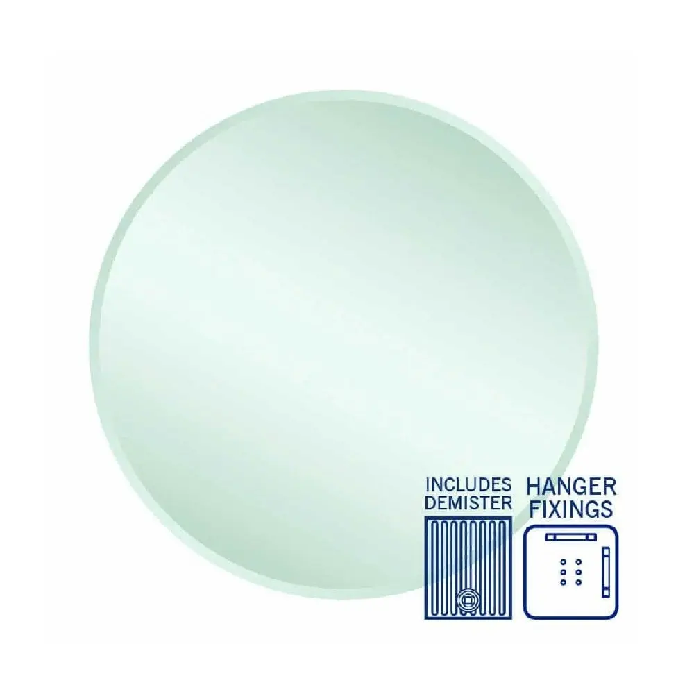 Thermogroup Kent 18mm Bevel Round Mirror - 800mm dia with Hangers and Demister KR8080HND