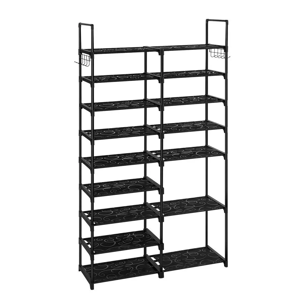 LUXSUITE 9 Tiers Metal Shoe Rack Storage Organiser Shelving 40 Pairs Shoes Cabinet Display Shelves DIY Corner Stand Closet Entryway Hallway Cloakroom