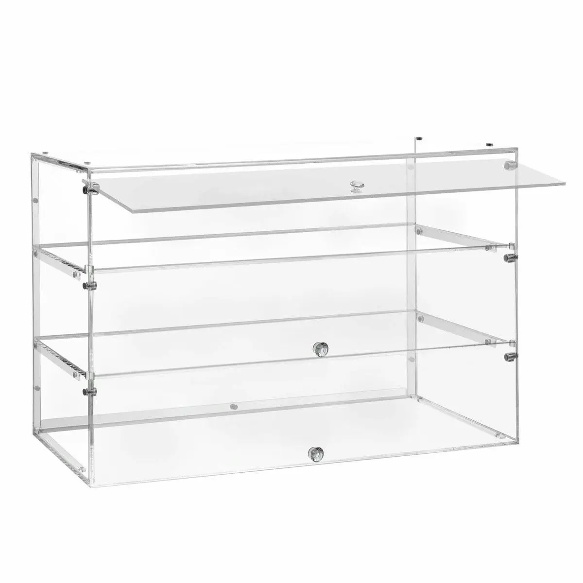 LUXSUITE Cupcake Display Cabinet Acrylic Cake Bakery Shelf Unit Case 3 Tier Stand Model Donut Muffin Pastry Toy Showcase Retail Countertop Clear 5mm