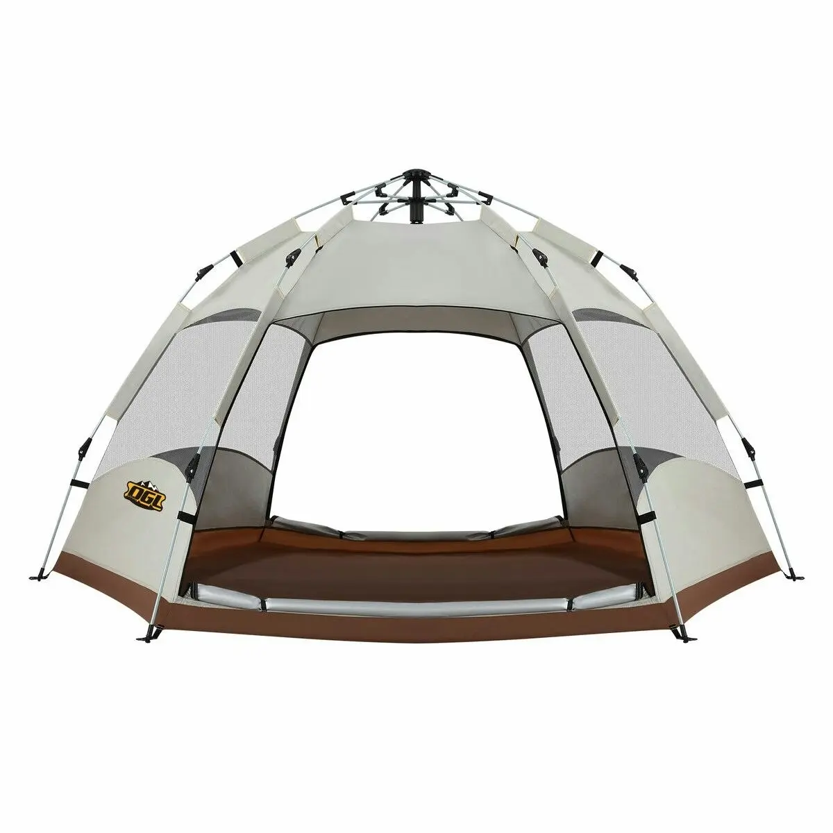 OGL 4 Man Beach Tent Shelter Camping Pop Up Instant Dome Family Shade Hiking Sun Rain Picnic Outdoor 240x240x135cm Creamy White