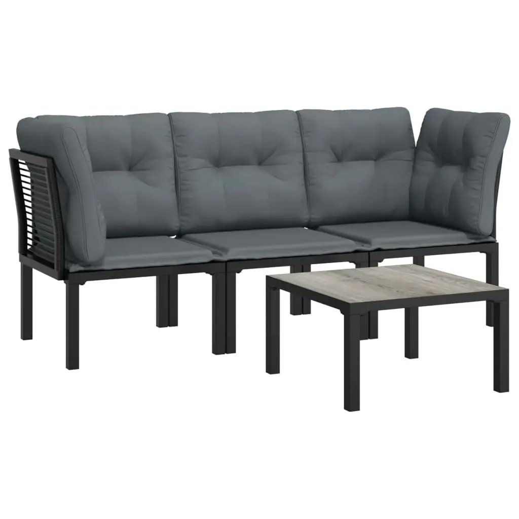 4 Piece Garden Lounge Set Black and Grey Poly Rattan 362803