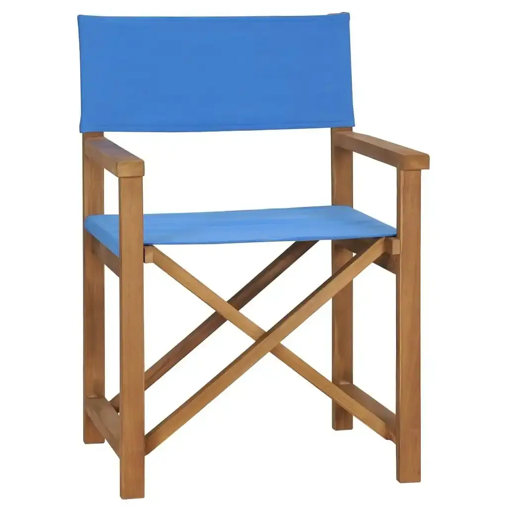 Director's Chair Solid Teak Wood Blue 47412