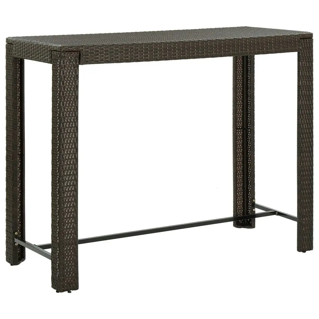 Garden Bar Table Brown 140.5x60.5x110.5 cm Poly Rattan 45876