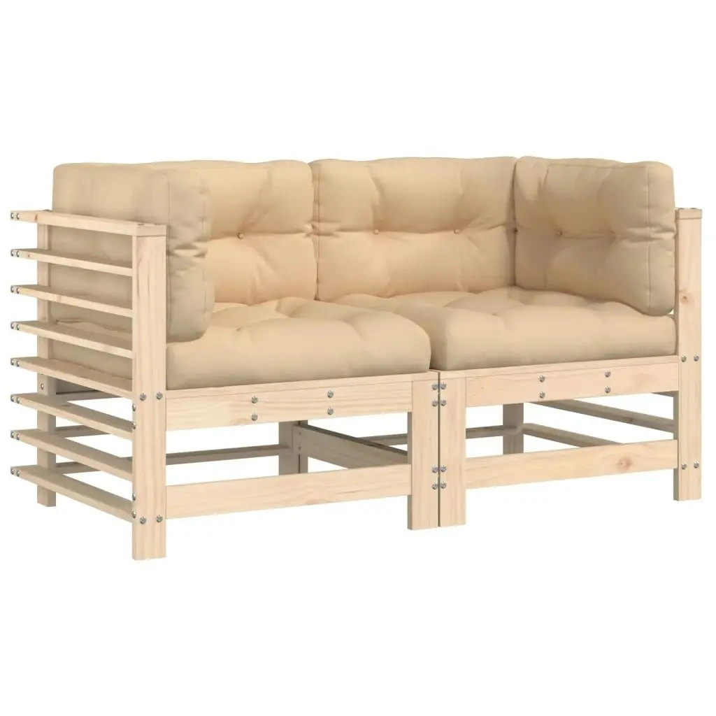 Corner Sofas with Cushions 2 pcs Solid Wood Pine 825681