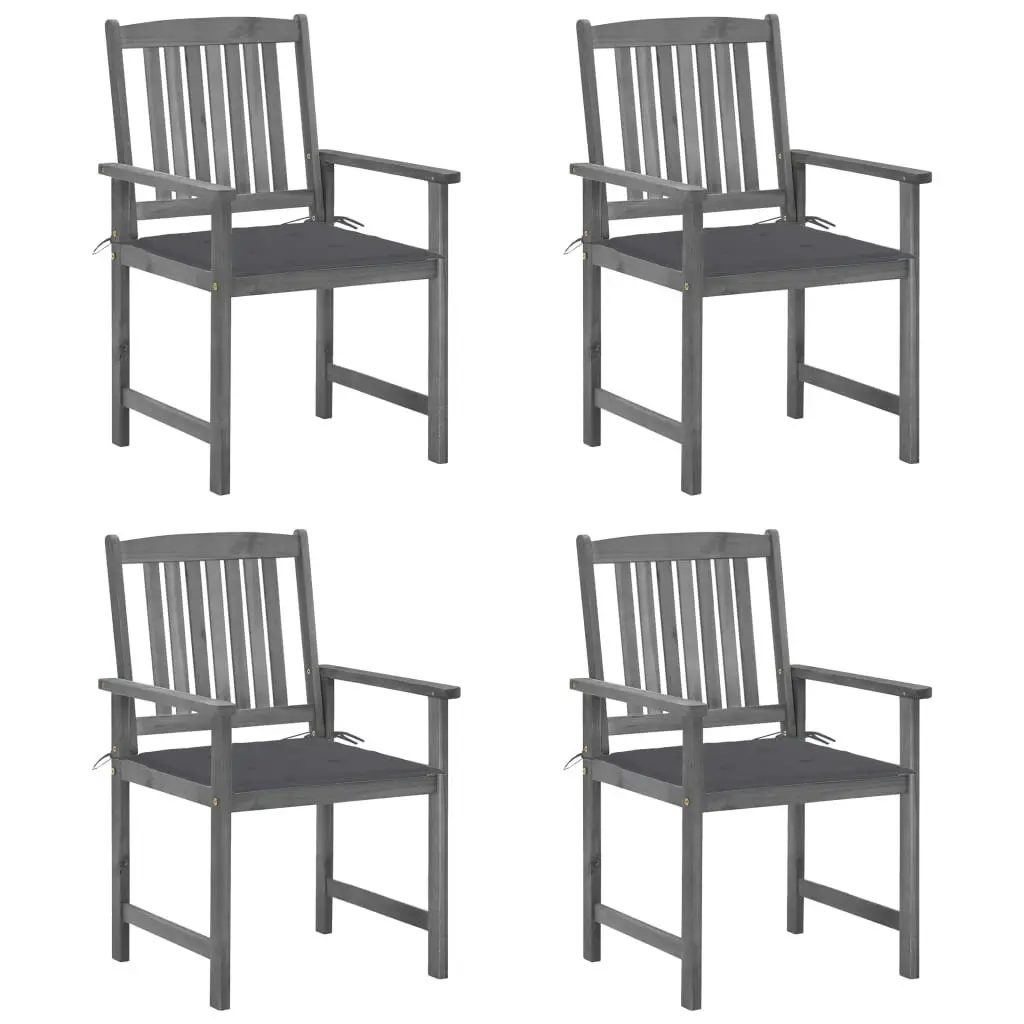 Garden Chairs with Cushions 4 pcs Grey Solid Acacia Wood 3061222