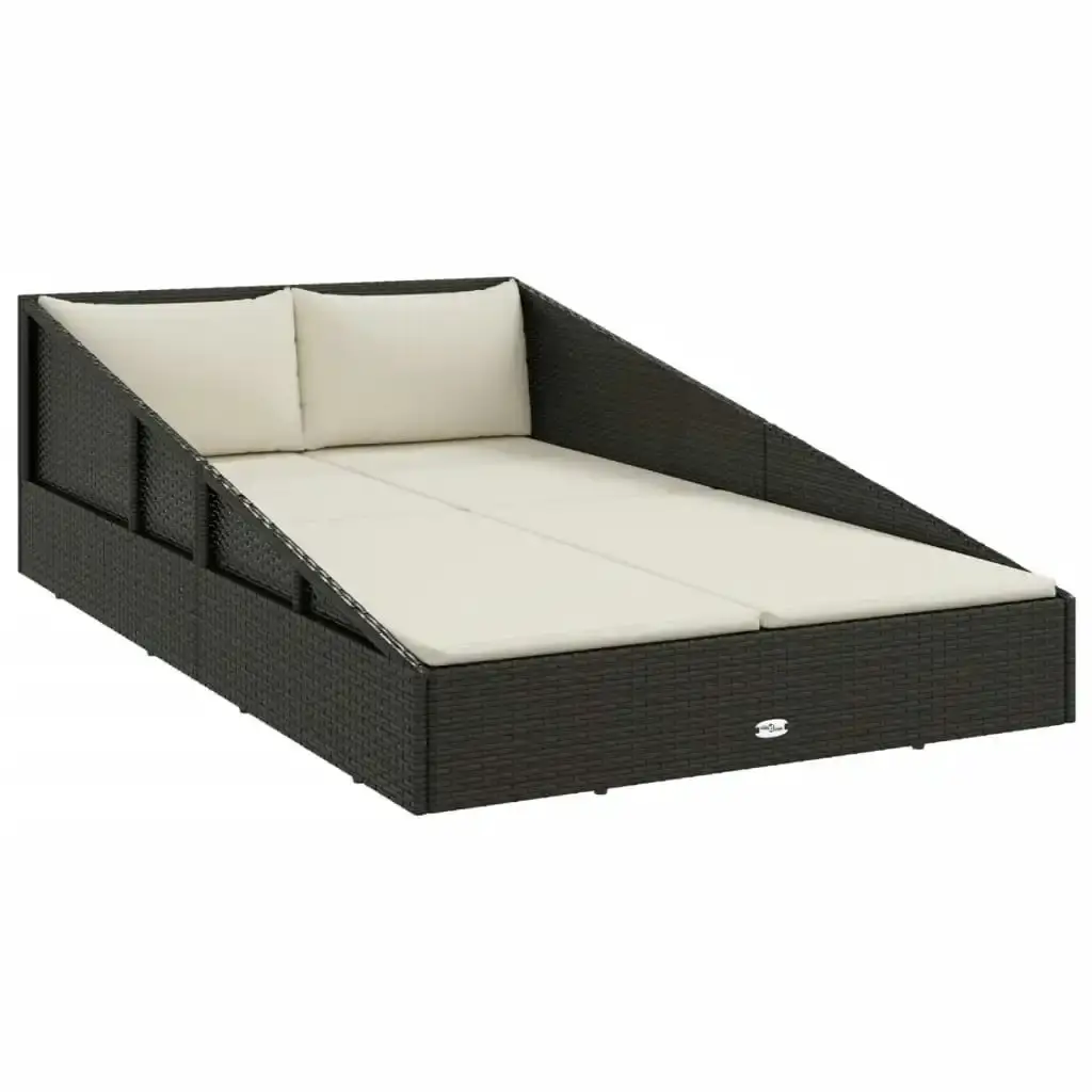 Garden Bed Black 110x200 cm Poly Rattan 42667