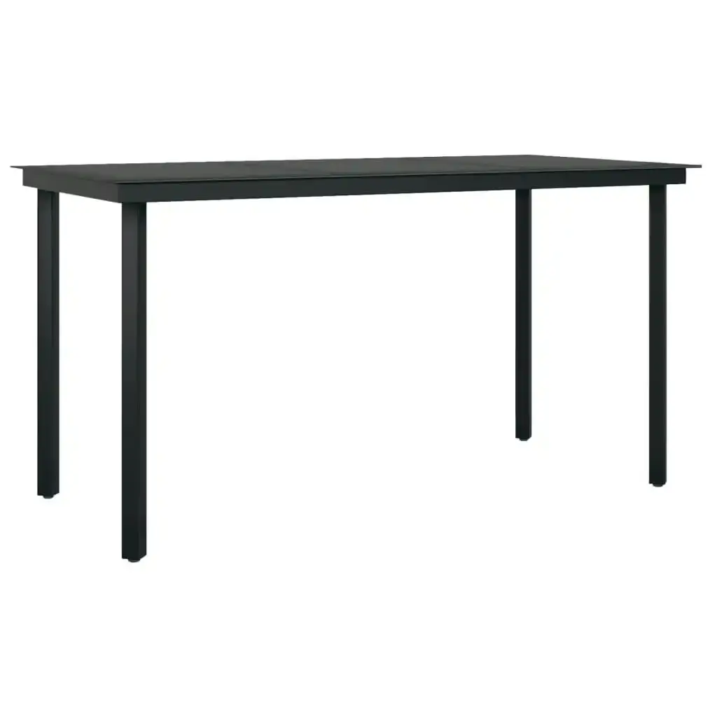 Garden Dining Table Black 140x70x74 cm Steel and Glass 318747