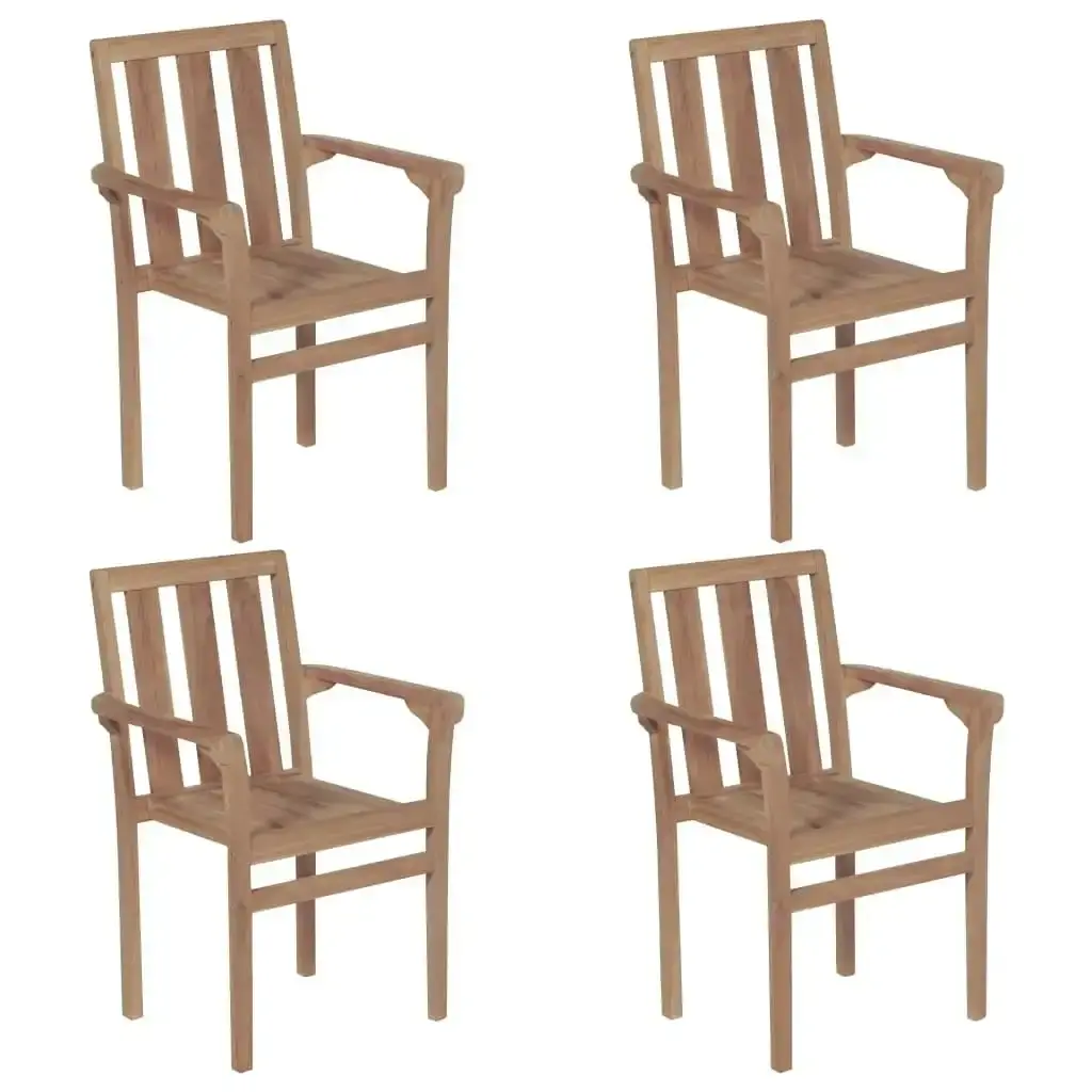 Stackable Garden Chairs 4 pcs Solid Teak Wood 3073376