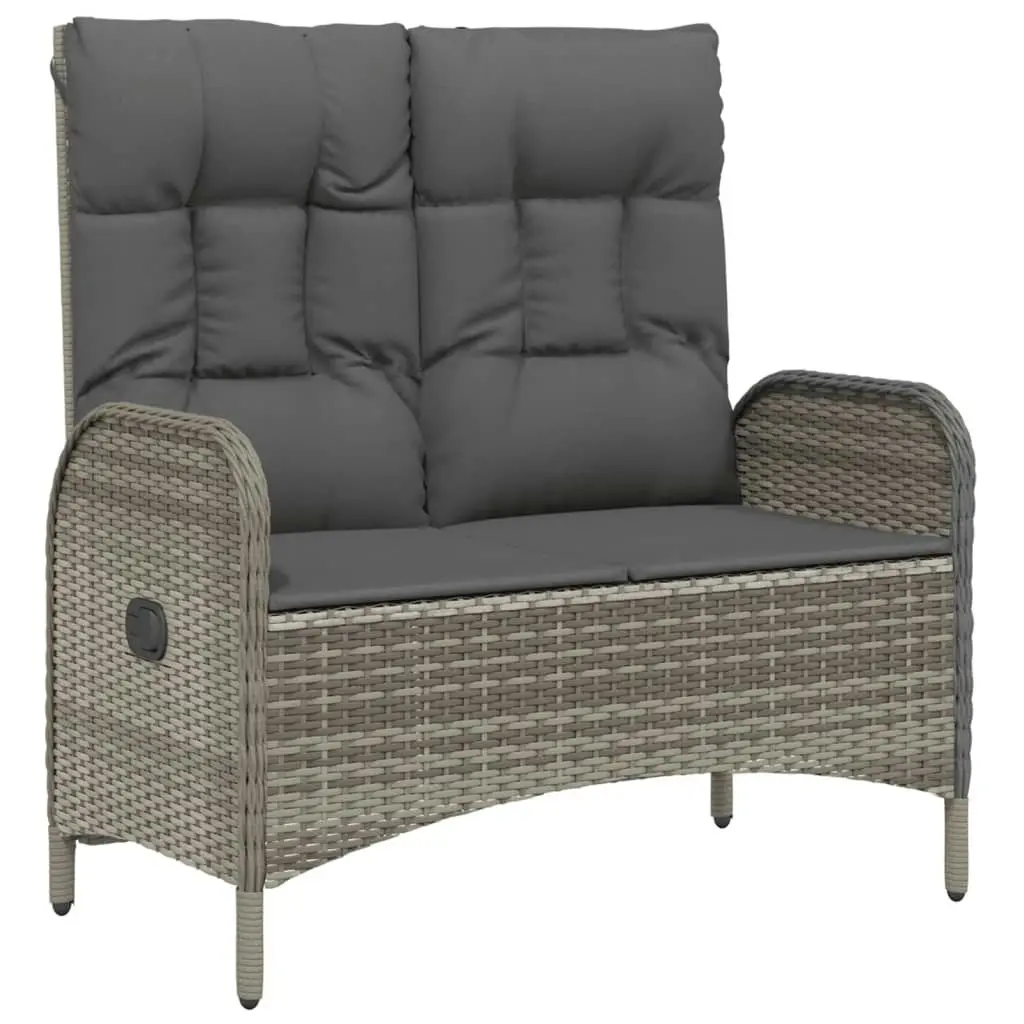 Reclining Garden Bench with Cushions 107 cm Poly Rattan Grey 319893