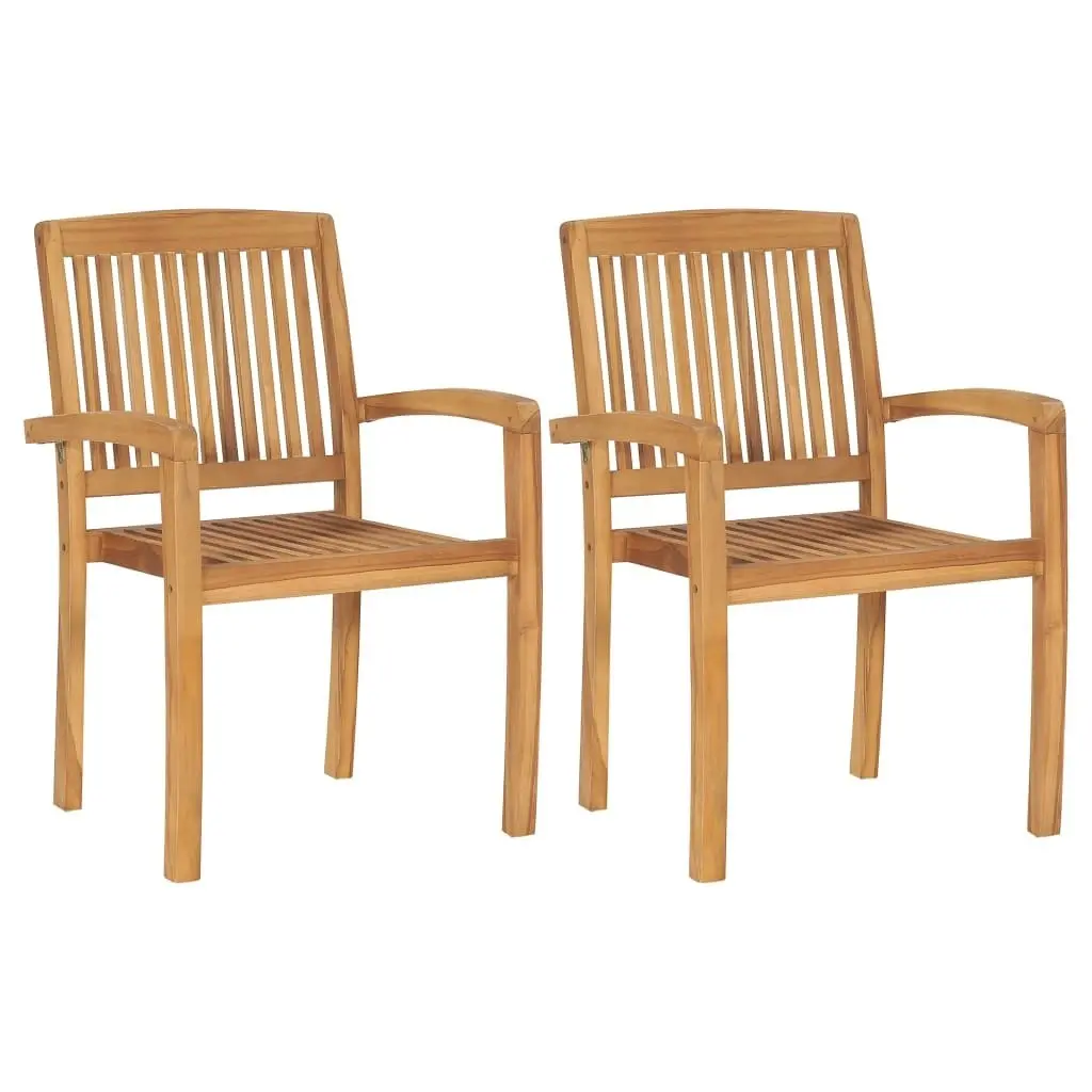 Stacking Garden Dining Chairs 2 pcs Solid Teak Wood 49387