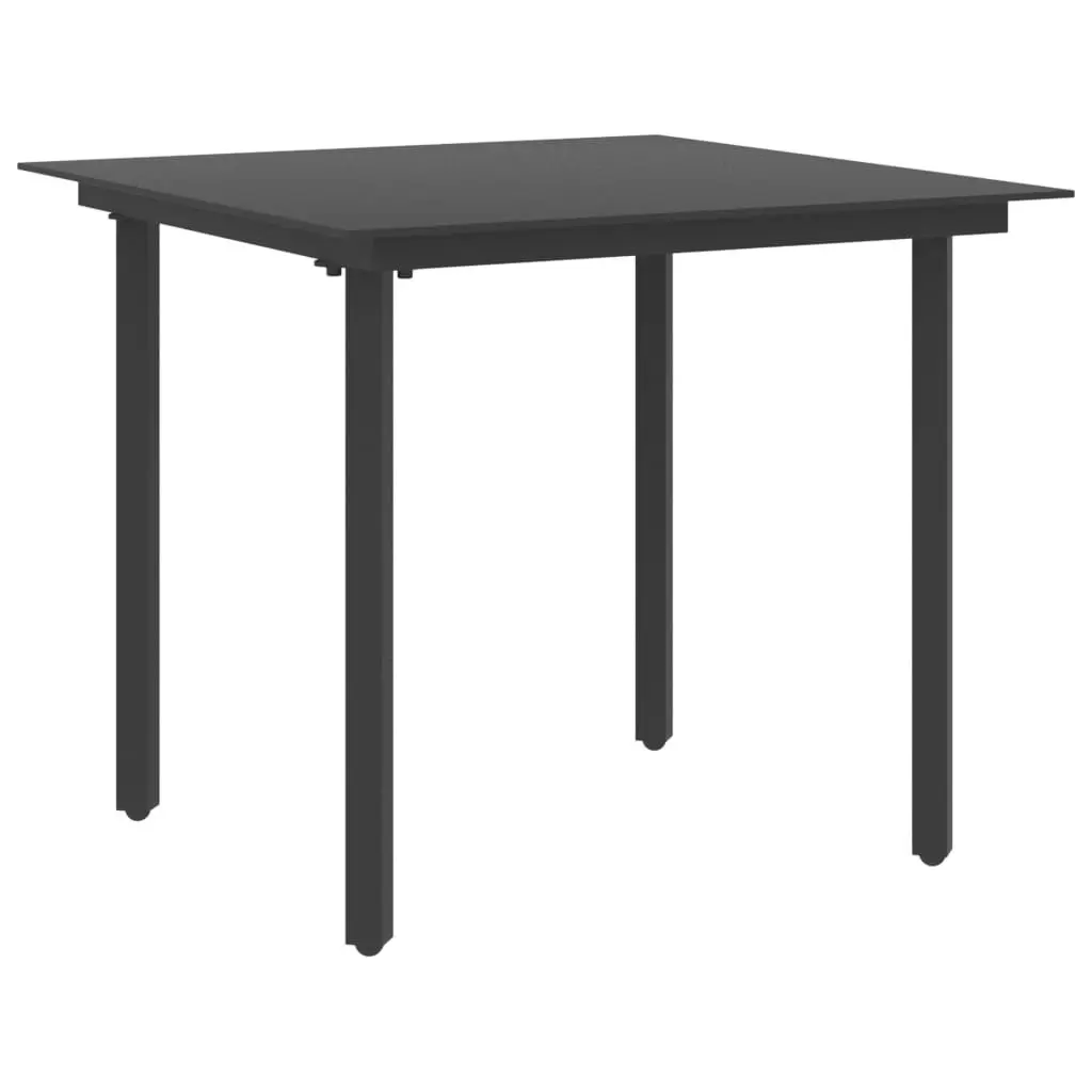 Garden Dining Table Black 80x80x74 cm Steel and Glass 313109