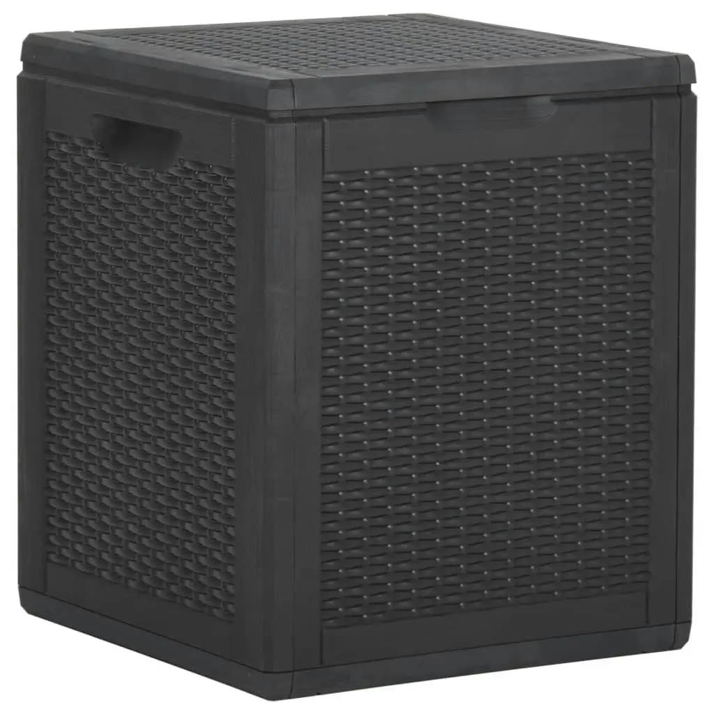 Garden Storage Box 90L Black PP Rattan 151227