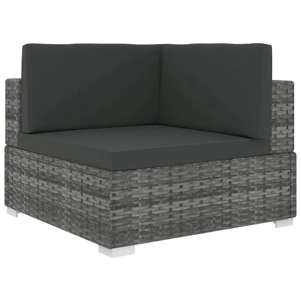 Sectional Corner Chair 1 pc with Cushions Poly Rattan Grey 46799