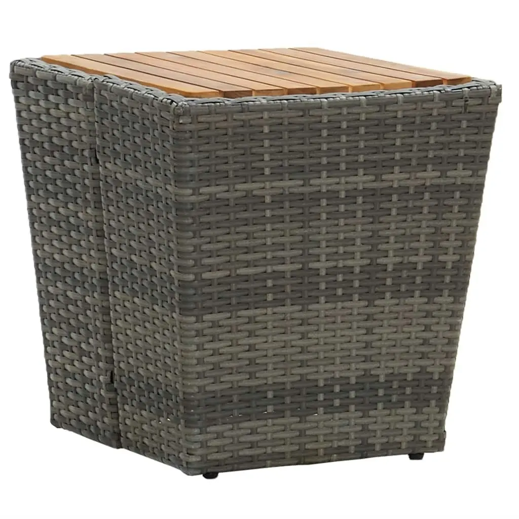 Tea Table Grey 41.5x41.5x43 cm Poly Rattan and Solid Acacia Wood 46198