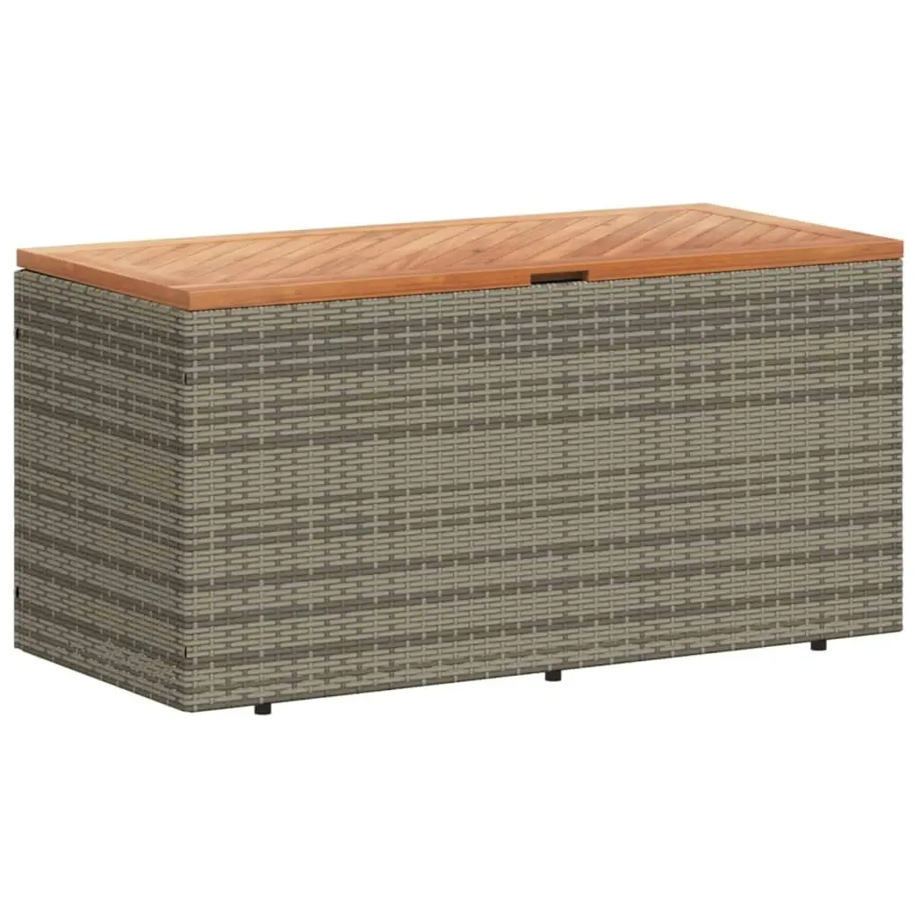 Garden Storage Box Grey 110x50x54 cm Poly Rattan Acacia Wood 365956