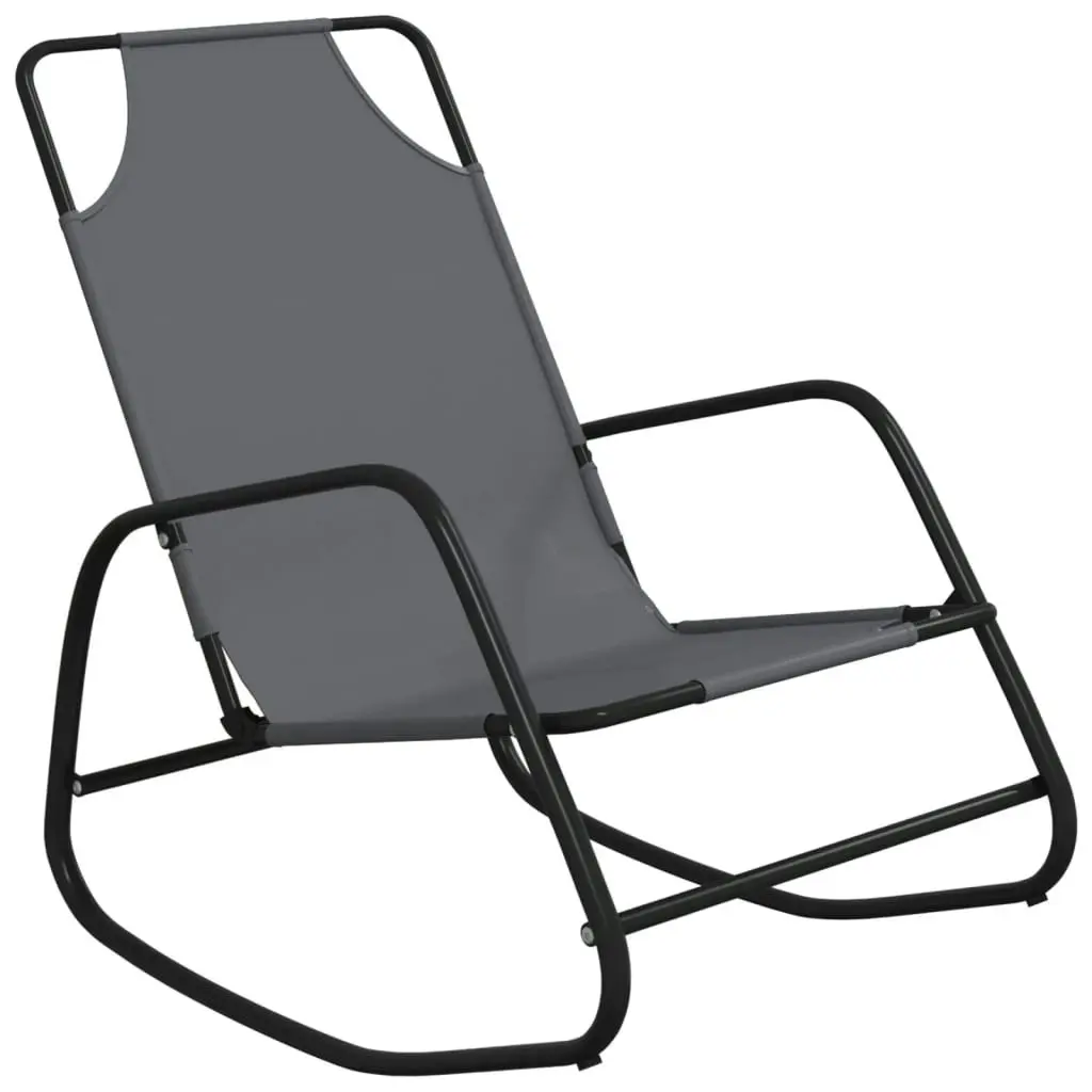 Rocking Sun Lounger Grey Steel and Textilene 318125