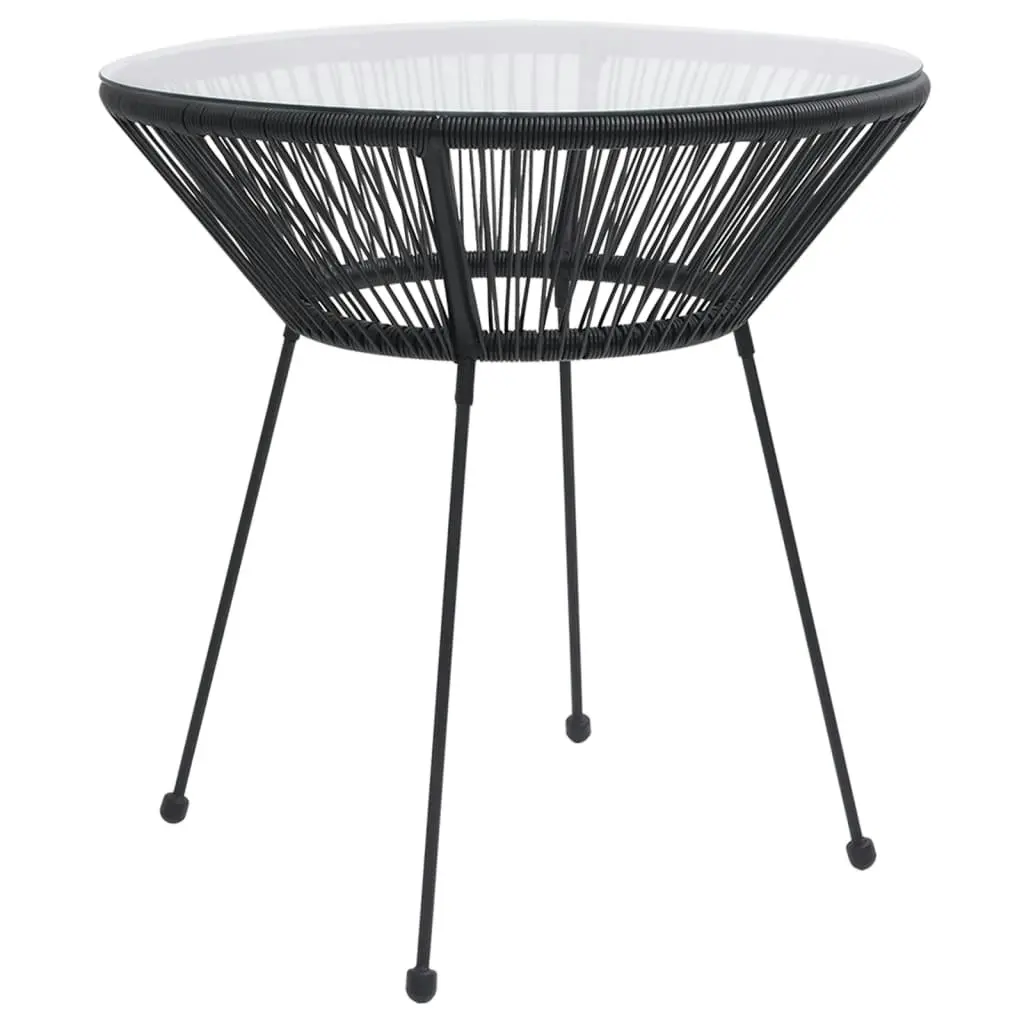 Garden Dining Table Black ?0x74 cm Rattan and Glass 312165