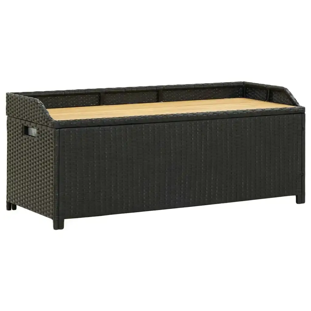 Garden Storage Bench 120 cm Poly Rattan Black 46480