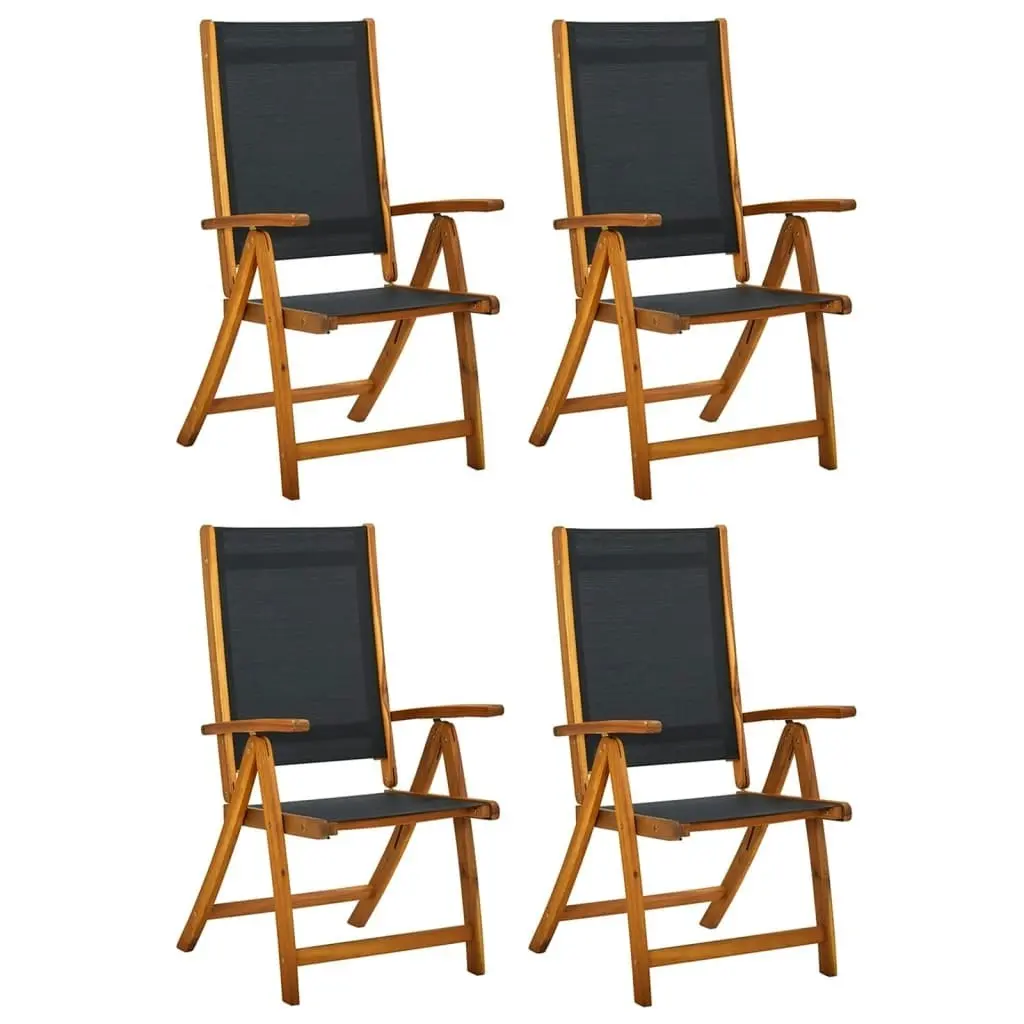 Folding Garden Chairs 4 pcs Solid Wood Acacia and Textilene 3120454